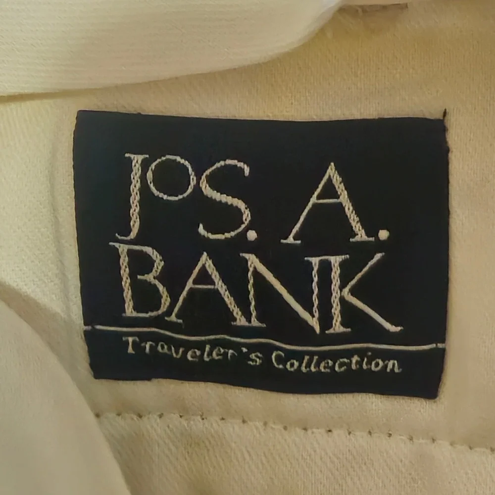 Jos. A. Bank Linen Trousers Men 34x29 Tan Pleated Cuffed Traveler's Collection